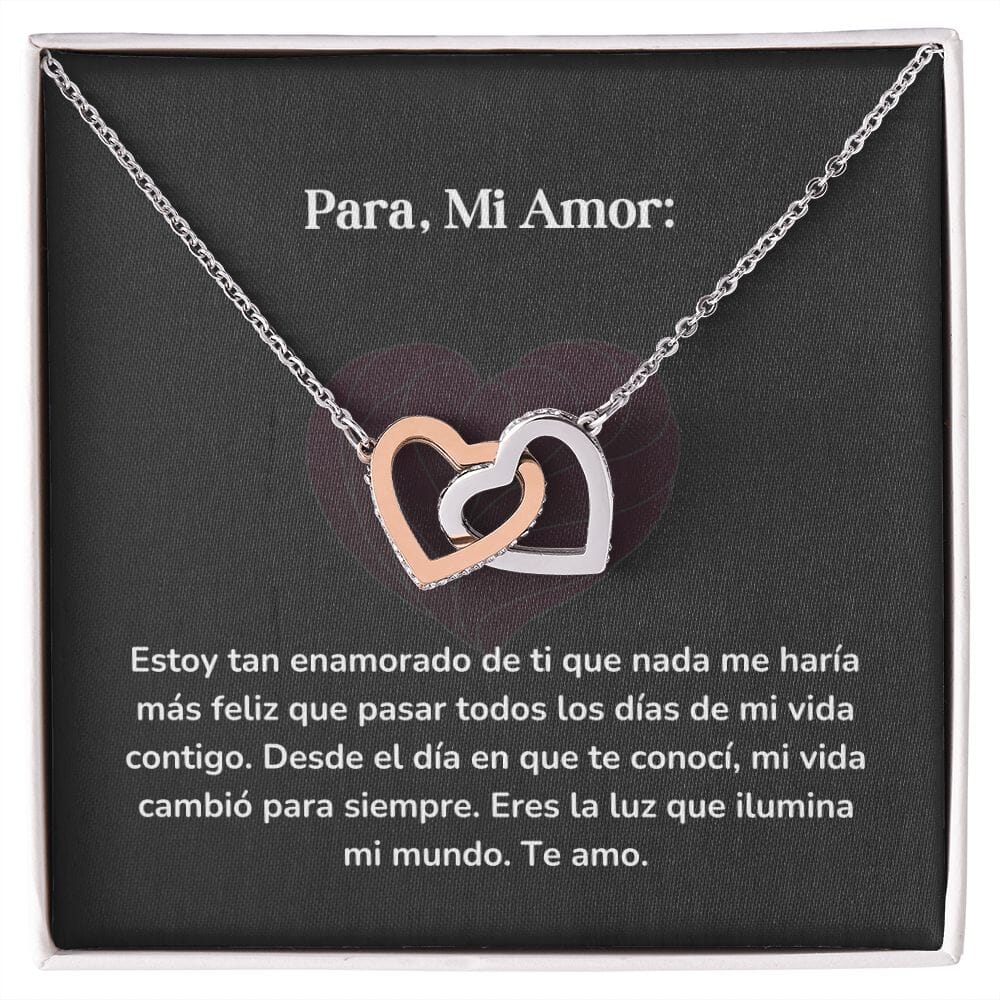 Corazones Entrelazados - Estoy tan enamorado de ti que nada me haría más feliz Jewelry/InterlockingHearts Acero Inoxidable Pulido &amp; Acabado en Oro Rosa Caja Estándard (GRATIS) 