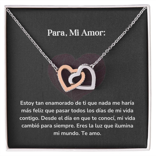Corazones Entrelazados - Estoy tan enamorado de ti que nada me haría más feliz Jewelry/InterlockingHearts Acero Inoxidable Pulido &amp; Acabado en Oro Rosa Caja Estándard (GRATIS) 