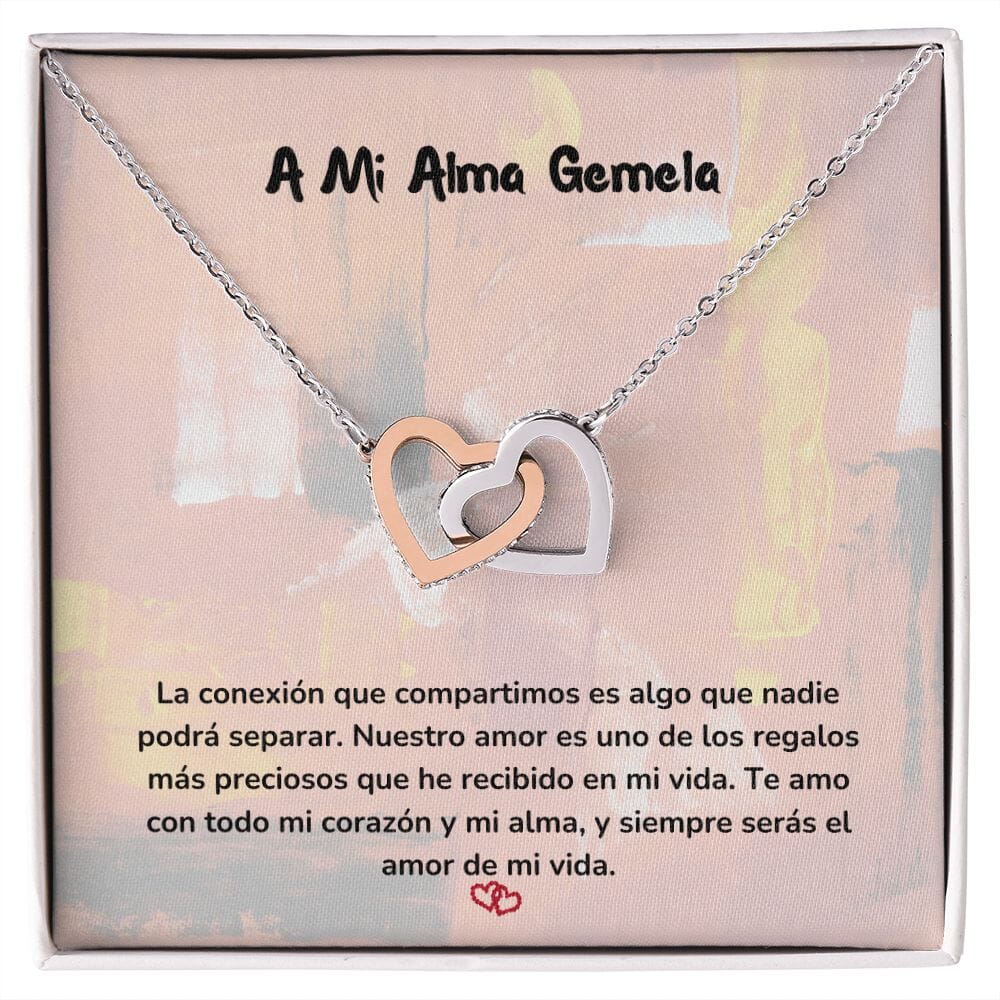 Corazones Entrelazados - La conexión que compartimos es algo que nadie podrá separar. Jewelry/InterlockingHearts Acero Inoxidable Pulido &amp; Acabado en Oro Rosa Caja Estándard (GRATIS) 