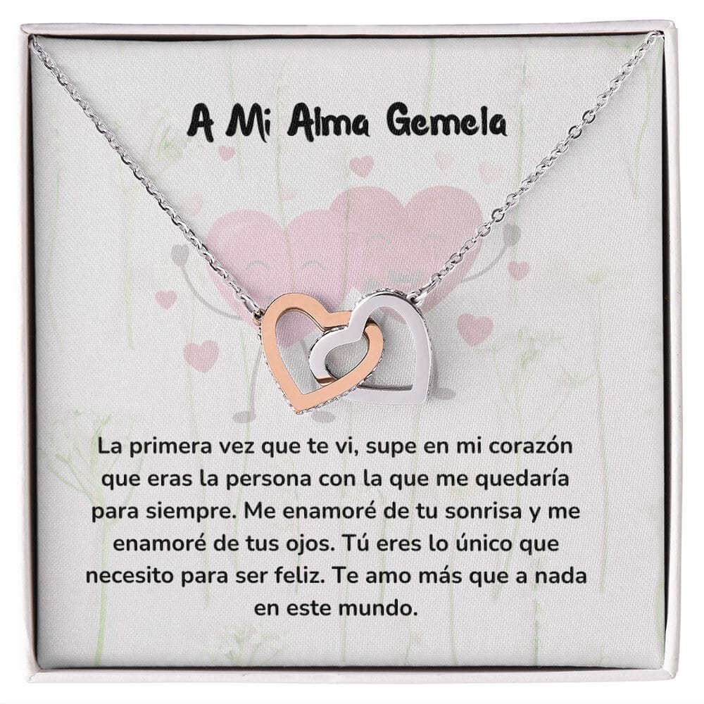 Corazones Entrelazados - La primera vez que te vi, supe en mi corazón... Jewelry/InterlockingHearts Acero Inoxidable Pulido &amp; Acabado en Oro Rosa Caja Estándard (GRATIS) 