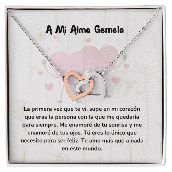 Corazones Entrelazados - La primera vez que te vi, supe en mi corazón... Jewelry/InterlockingHearts Acero Inoxidable Pulido &amp; Acabado en Oro Rosa Caja Estándard (GRATIS) 