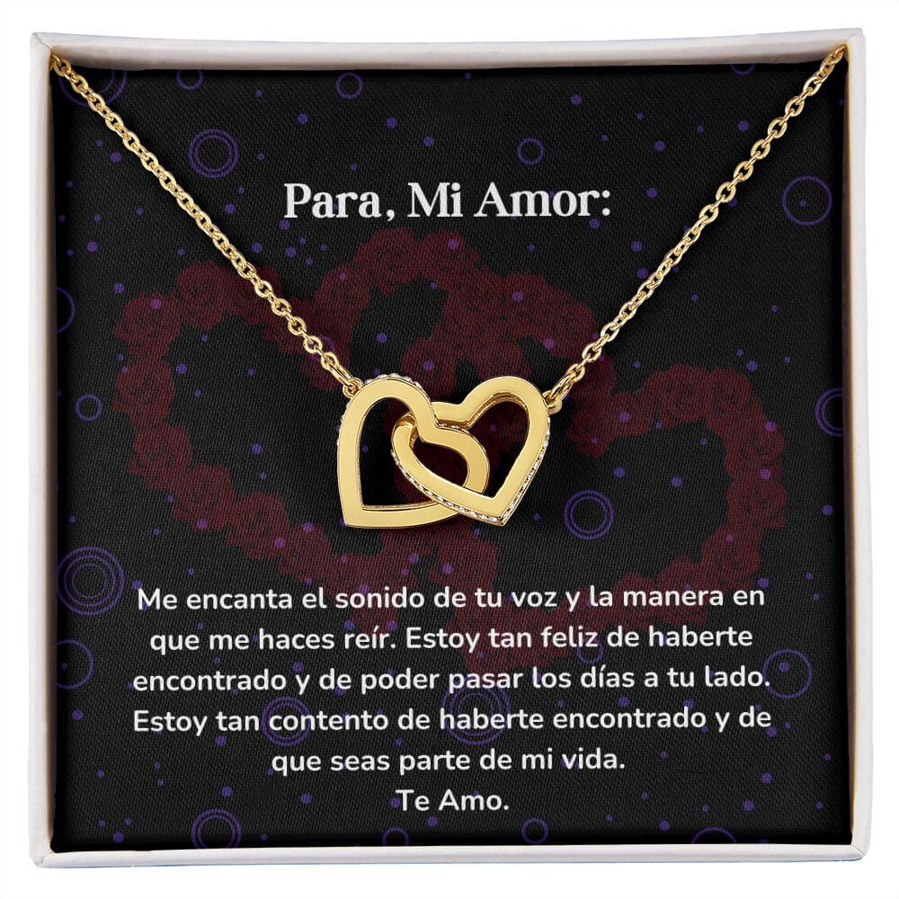 Corazones Entrelazados - Me encanta el sonido de tu voz y la manera en que me haces reír. Jewelry/InterlockingHearts Acabado en Oro Amarillo de 18 quilates Caja Estándard (GRATIS) 
