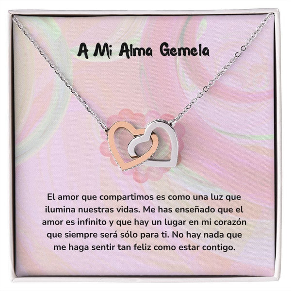 Corazones Entrelazados - Me has enseñado que el amor es infinito Jewelry/InterlockingHearts Acero Inoxidable Pulido &amp; Acabado en Oro Rosa Caja Estándard (GRATIS) 