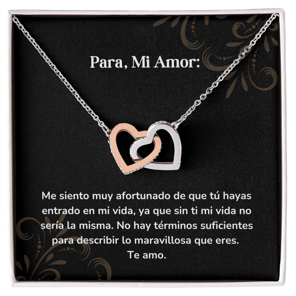 Corazones Entrelazados - Me siento muy afortunado de que tú hayas entrado en mi vida Jewelry/InterlockingHearts Acero Inoxidable Pulido &amp; Acabado en Oro Rosa Caja Estándard (GRATIS) 