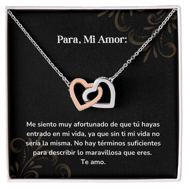 Corazones Entrelazados - Me siento muy afortunado de que tú hayas entrado en mi vida Jewelry/InterlockingHearts Acero Inoxidable Pulido &amp; Acabado en Oro Rosa Caja Estándard (GRATIS) 