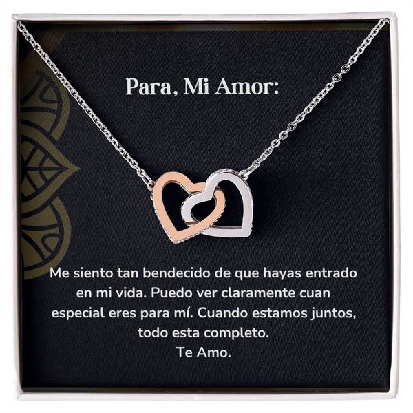 Corazones Entrelazados - Me siento tan bendecido de que hayas entrado en mi vida Jewelry/InterlockingHearts Acero Inoxidable Pulido &amp; Acabado en Oro Rosa Caja Estándard (GRATIS) 