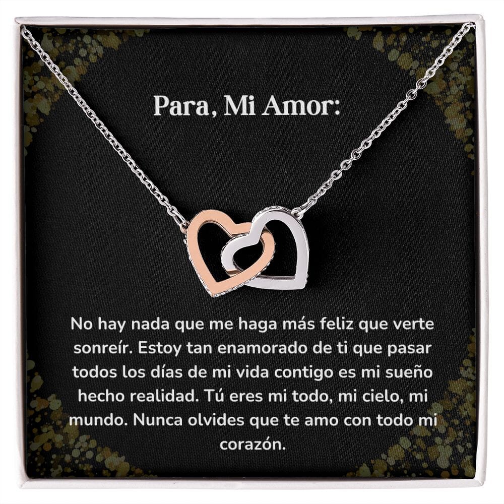 Corazones Entrelazados - No hay nada que me haga más feliz que verte sonreír Jewelry/InterlockingHearts Acero Inoxidable Pulido &amp; Acabado en Oro Rosa Caja Estándard (GRATIS) 