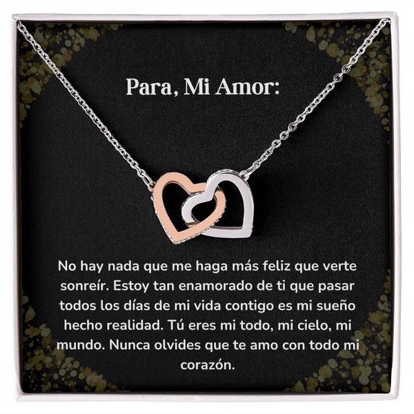 Corazones Entrelazados - No hay nada que me haga más feliz que verte sonreír Jewelry/InterlockingHearts Acero Inoxidable Pulido &amp; Acabado en Oro Rosa Caja Estándard (GRATIS) 