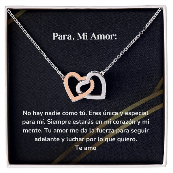 Corazones Entrelazados - No hay nadie como tú. Eres única y especial para mí Jewelry/InterlockingHearts Acero Inoxidable Pulido &amp; Acabado en Oro Rosa Caja Estándard (GRATIS) 