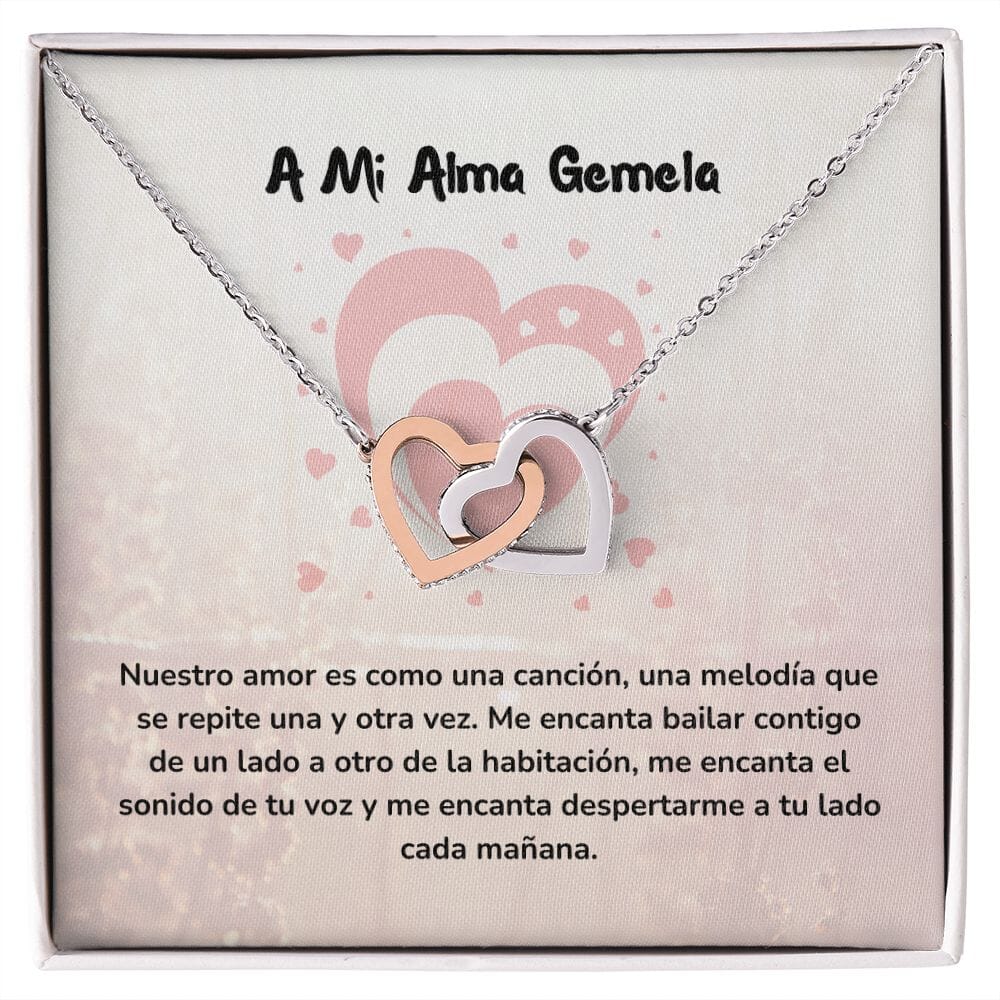 Corazones Entrelazados - Nuestro amor es como una canción Jewelry/InterlockingHearts Acero Inoxidable Pulido &amp; Acabado en Oro Rosa Caja Estándard (GRATIS) 