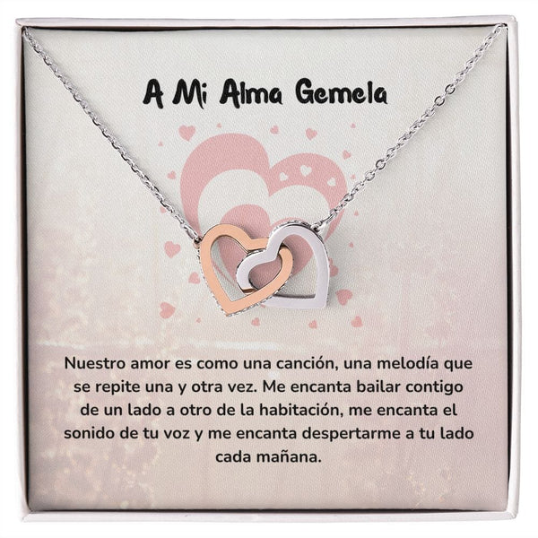 Corazones Entrelazados - Nuestro amor es como una canción Jewelry/InterlockingHearts Acero Inoxidable Pulido &amp; Acabado en Oro Rosa Caja Estándard (GRATIS) 