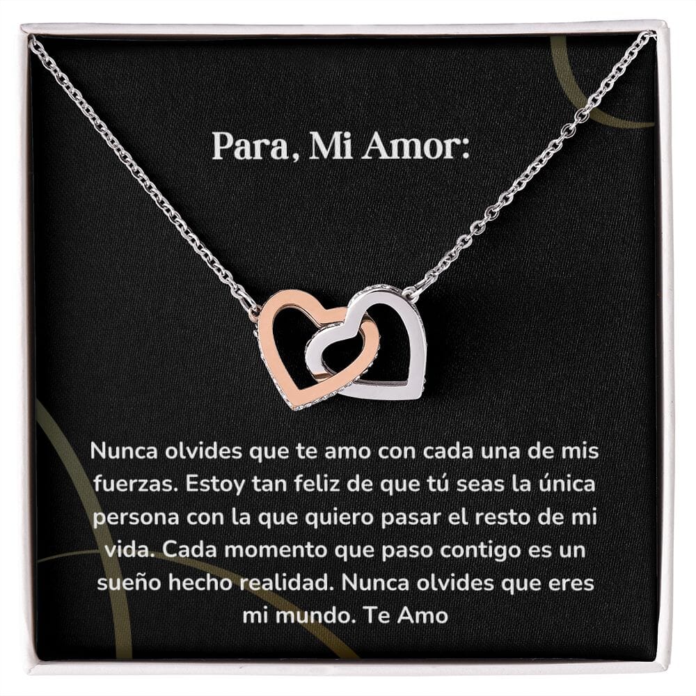 Corazones Entrelazados - Nunca olvides que te amo con cada una de mis fuerzas. Jewelry/InterlockingHearts Acero Inoxidable Pulido &amp; Acabado en Oro Rosa Caja Estándard (GRATIS) 