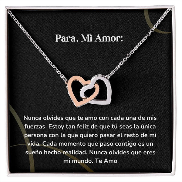 Corazones Entrelazados - Nunca olvides que te amo con cada una de mis fuerzas. Jewelry/InterlockingHearts Acero Inoxidable Pulido &amp; Acabado en Oro Rosa Caja Estándard (GRATIS) 