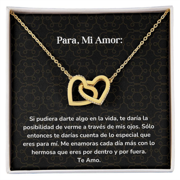 Corazones Entrelazados - Si pudiera darte algo en la vida, te daría la posibilidad de verme a través de mis ojos Jewelry/InterlockingHearts Acabado en Oro Amarillo de 18 quilates Caja Estándard (GRATIS) 
