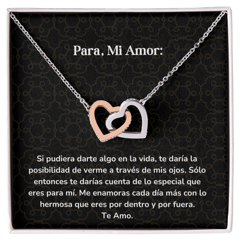 Corazones Entrelazados - Si pudiera darte algo en la vida, te daría la posibilidad de verme a través de mis ojos Jewelry/InterlockingHearts Acero Inoxidable Pulido &amp; Acabado en Oro Rosa Caja Estándard (GRATIS) 