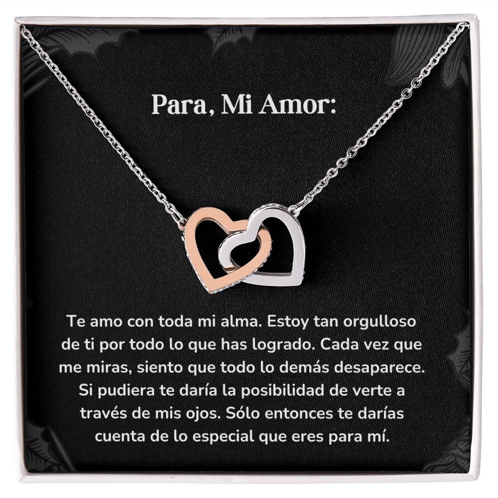 Corazones Entrelazados - Te amo con toda mi alma. Estoy tan orgulloso de ti por todo lo que has logrado. Jewelry/InterlockingHearts Acero Inoxidable Pulido &amp; Acabado en Oro Rosa Caja Estándard (GRATIS) 