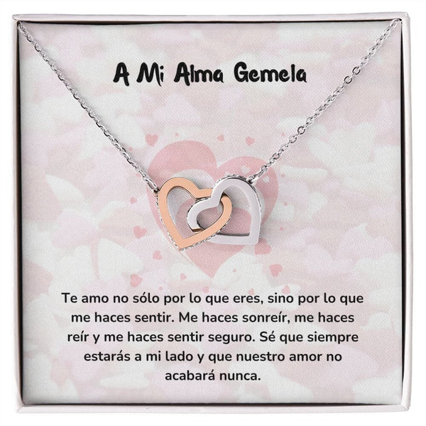 Corazones Entrelazados - Te amo no sólo por lo que eres, sino por lo que me haces sentir Jewelry/InterlockingHearts Acero Inoxidable Pulido &amp; Acabado en Oro Rosa Caja Estándard (GRATIS) 
