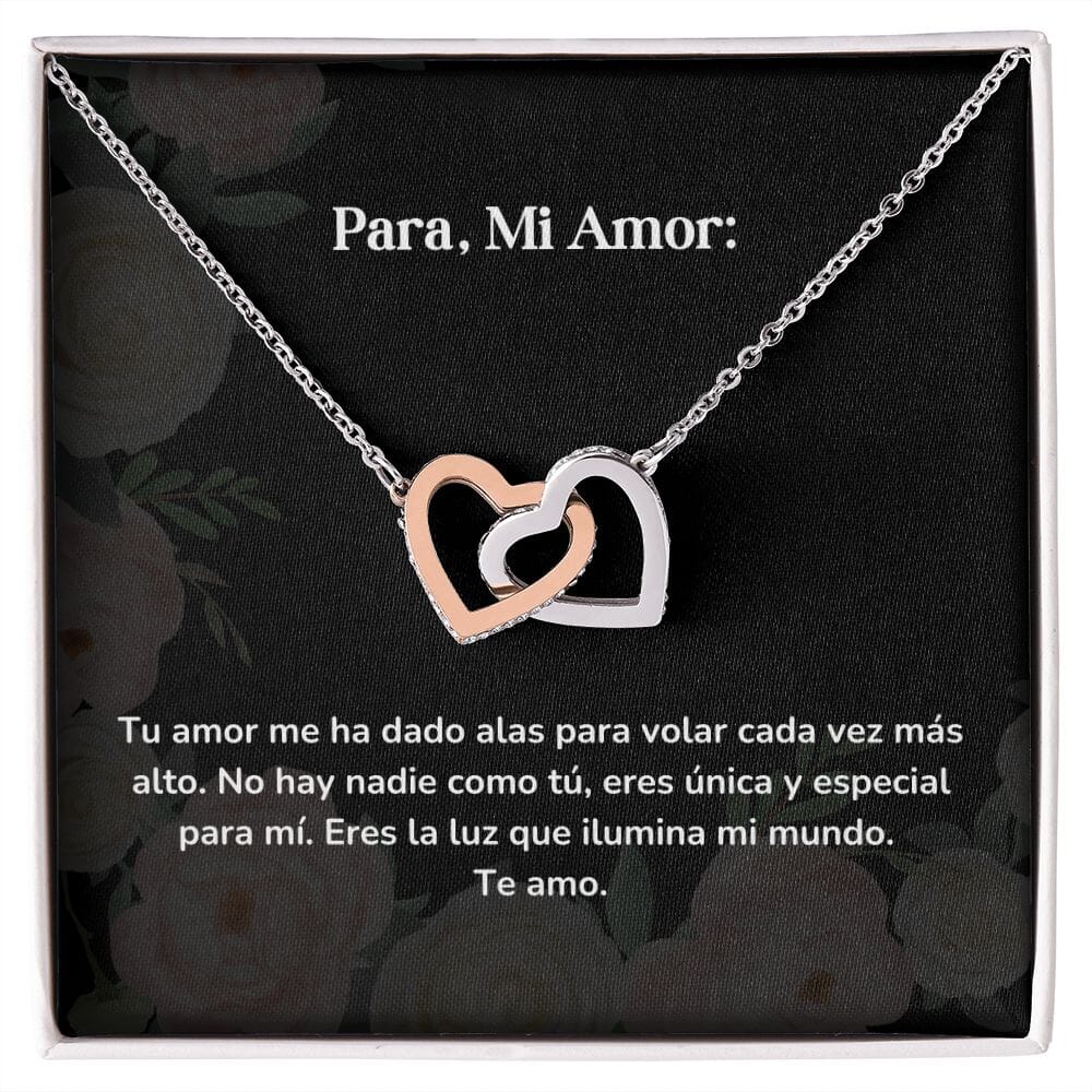Corazones Entrelazados - Tu amor me ha dado alas para volar cada vez más alto Jewelry/InterlockingHearts Acero Inoxidable Pulido &amp; Acabado en Oro Rosa Caja Estándard (GRATIS) 