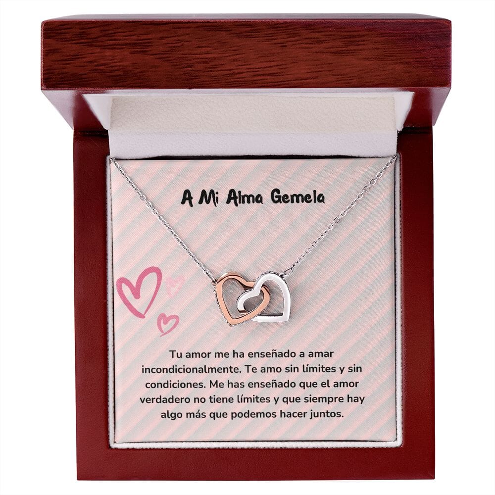 Corazones Entrelazados - Tu amor me ha enseñado a amar incondicionalmente. Jewelry/InterlockingHearts Acero Inoxidable Pulido &amp; Acabado en Oro Rosa. Luxury Box 