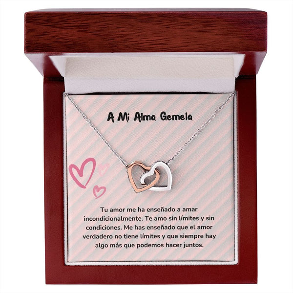 Corazones Entrelazados - Tu amor me ha enseñado a amar incondicionalmente. Jewelry/InterlockingHearts Acero Inoxidable Pulido &amp; Acabado en Oro Rosa. Luxury Box 