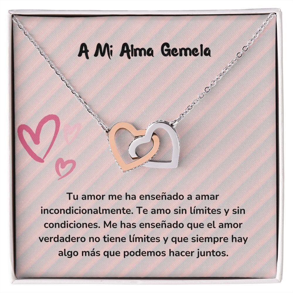 Corazones Entrelazados - Tu amor me ha enseñado a amar incondicionalmente. Jewelry/InterlockingHearts Acero Inoxidable Pulido &amp; Acabado en Oro Rosa. Standard Box 