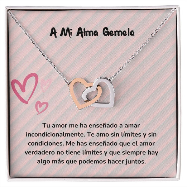 Corazones Entrelazados - Tu amor me ha enseñado a amar incondicionalmente. Jewelry/InterlockingHearts Acero Inoxidable Pulido &amp; Acabado en Oro Rosa. Standard Box 