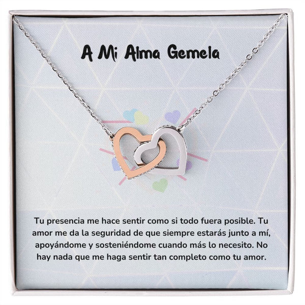 Corazones Entrelazados - Tu presencia me hace sentir como si todo fuera posible Jewelry/InterlockingHearts Acero Inoxidable Pulido &amp; Acabado en Oro Rosa Caja Estándard (GRATIS) 