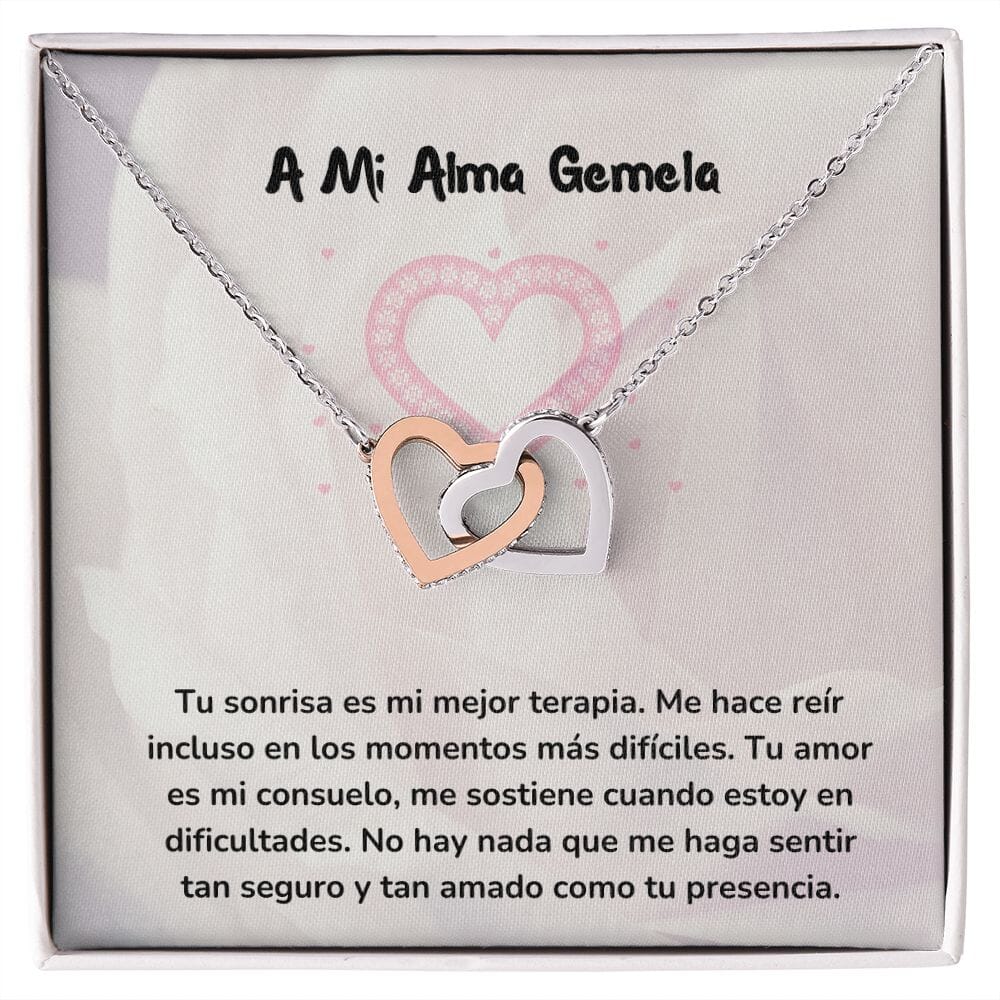 Corazones Entrelazados - Tu sonrisa es mi mejor terapia Jewelry/InterlockingHearts Acero Inoxidable Pulido &amp; Acabado en Oro Rosa Caja Estándard (GRATIS) 