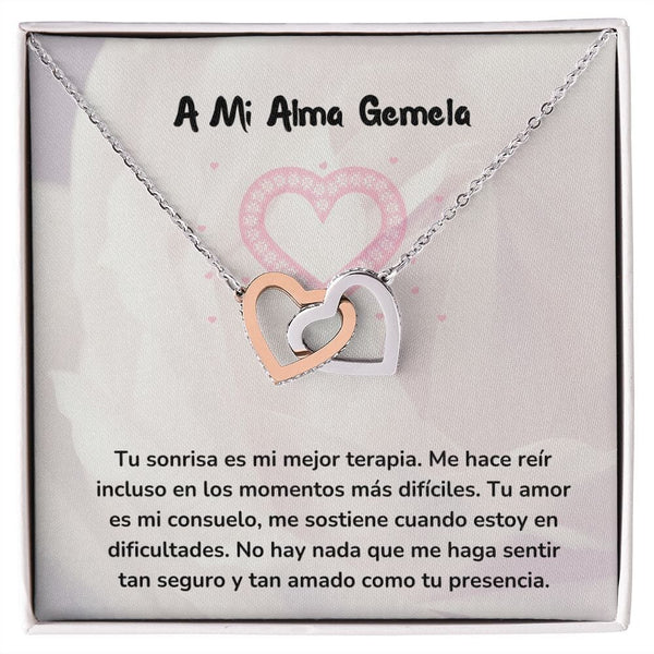 Corazones Entrelazados - Tu sonrisa es mi mejor terapia Jewelry/InterlockingHearts Acero Inoxidable Pulido &amp; Acabado en Oro Rosa Caja Estándard (GRATIS) 