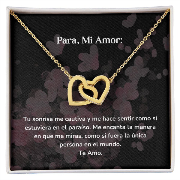 Corazones Entrelazados - Tu sonrisa me cautiva y me hace sentir como si estuviera en el paraíso. Jewelry/InterlockingHearts Acabado en Oro Amarillo de 18 quilates Caja Estándard (GRATIS) 