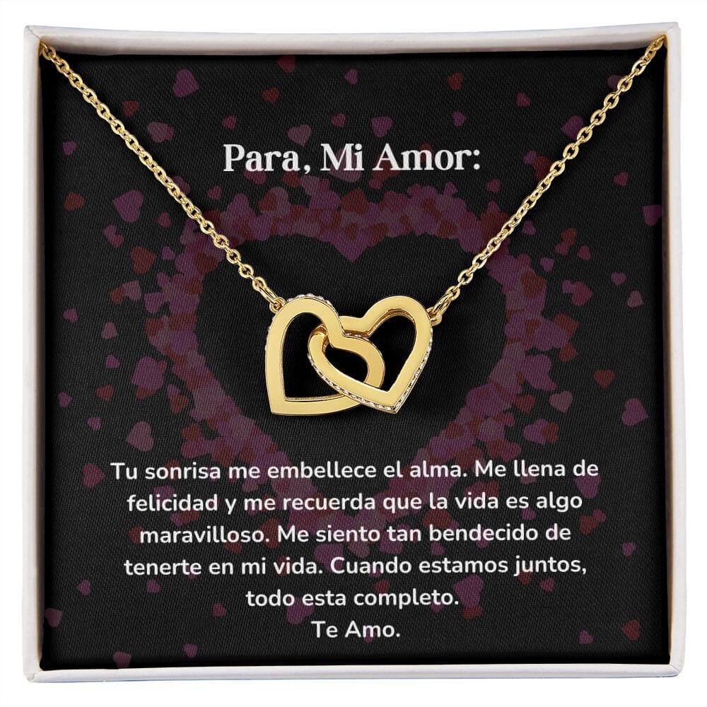 Corazones Entrelazados - Tu sonrisa me embellece el alma. Me llena de felicidad Jewelry/InterlockingHearts Acabado en Oro Amarillo de 18 quilates Caja Estándard (GRATIS) 