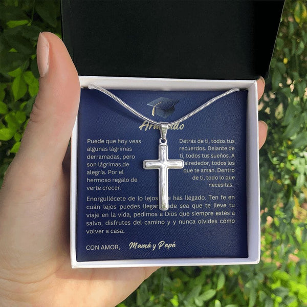 Cruz Con tarjeta Personalizada Para Graduación, Hijo, Hija , Sobrino, Ahijado Nieto. Jewelry/EngravedCross Caja de Dos Tonos 