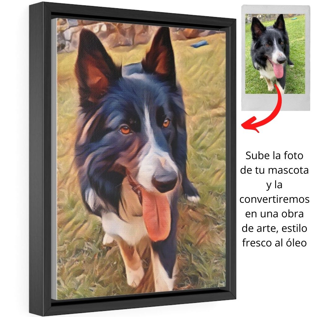 Cuadro de Mascota - Convierte tu foto en un Cuadro de Mascotas - Canva con Marco Lujo Madera Canvas 8″ × 10″ Premium Gallery Wraps (1.25″) Walnut
