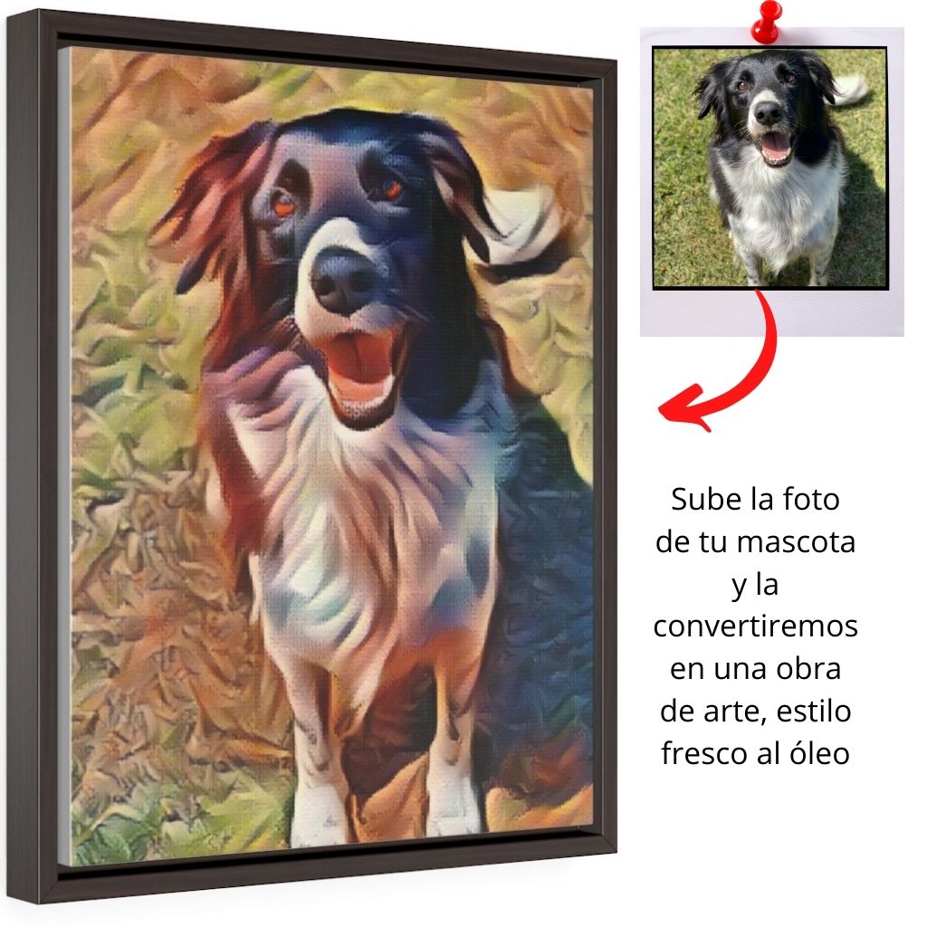 Cuadro de Mascota - Convierte tu foto en un Cuadro de Mascotas - Canva con Marco Lujo Madera Canvas 