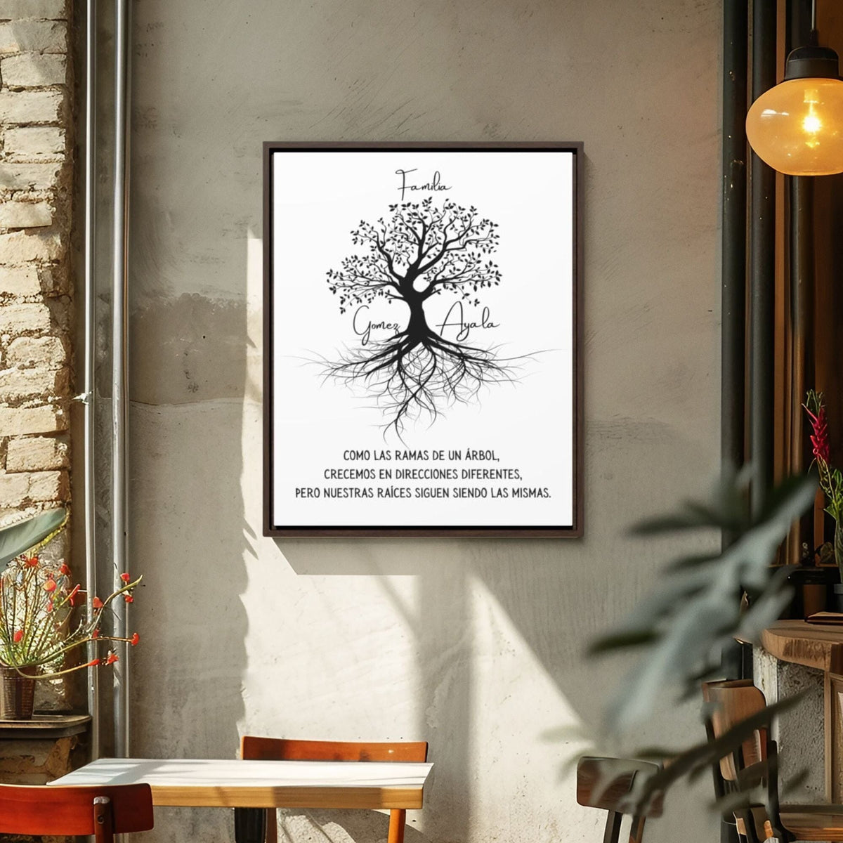 Cuadro Vertical Árbol Familiar Personalizado – Familia: Como las Ramas de un Árbol Canvas Printify 