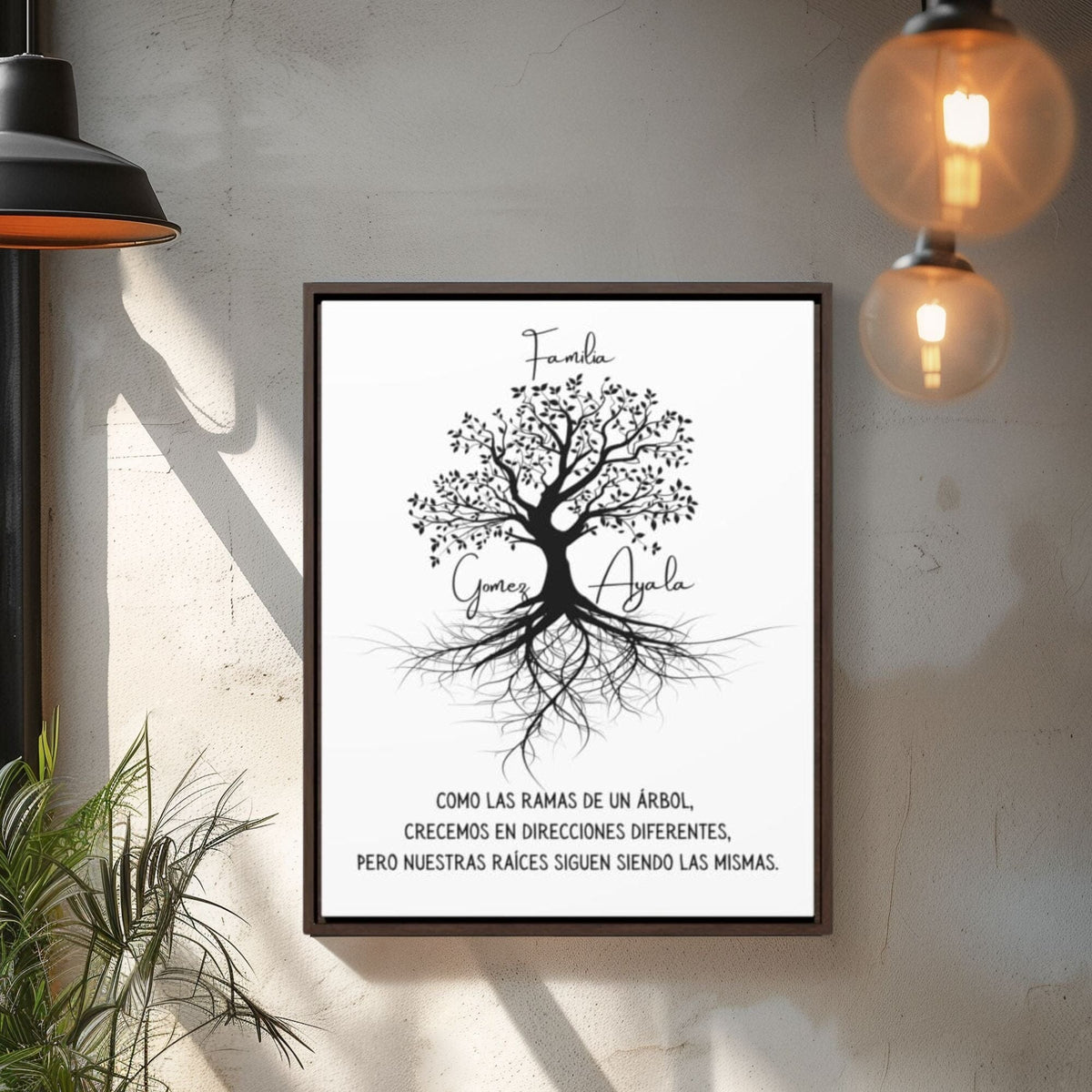 Cuadro Vertical Árbol Familiar Personalizado – Familia: Como las Ramas de un Árbol Canvas Printify 