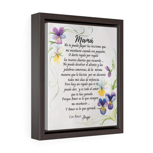 Cuadro Vertical para regalar a Mamá de su Hijo - Un regalo único para la mejor mamá, abuela, tía... Canvas 8x10 pulgadas 