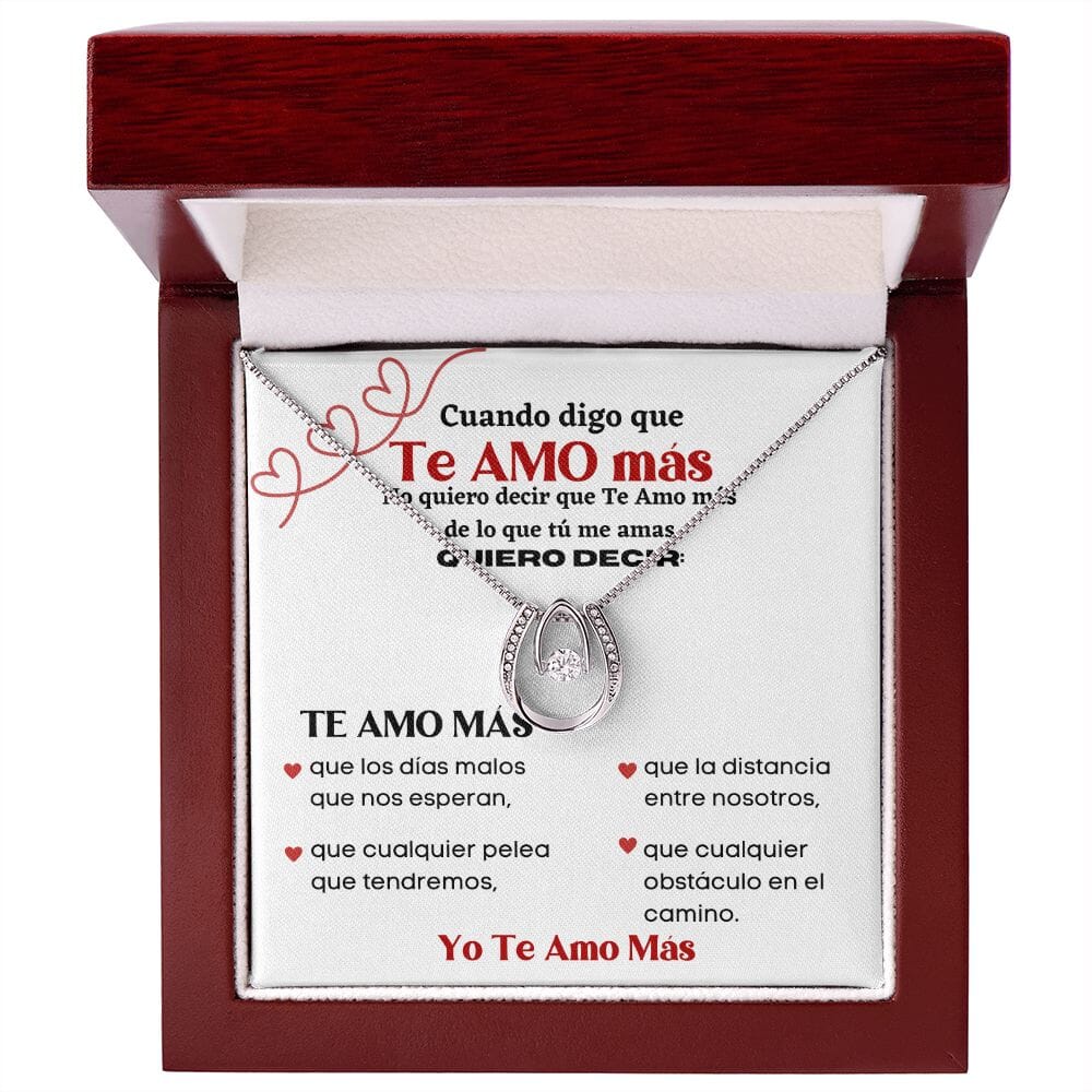 Cuando digo que Te Amo más - Collar afortunada en el amor - **NUEVO** Jewelry Caja de Madera de Lujo con Luz LED - Mahogany 