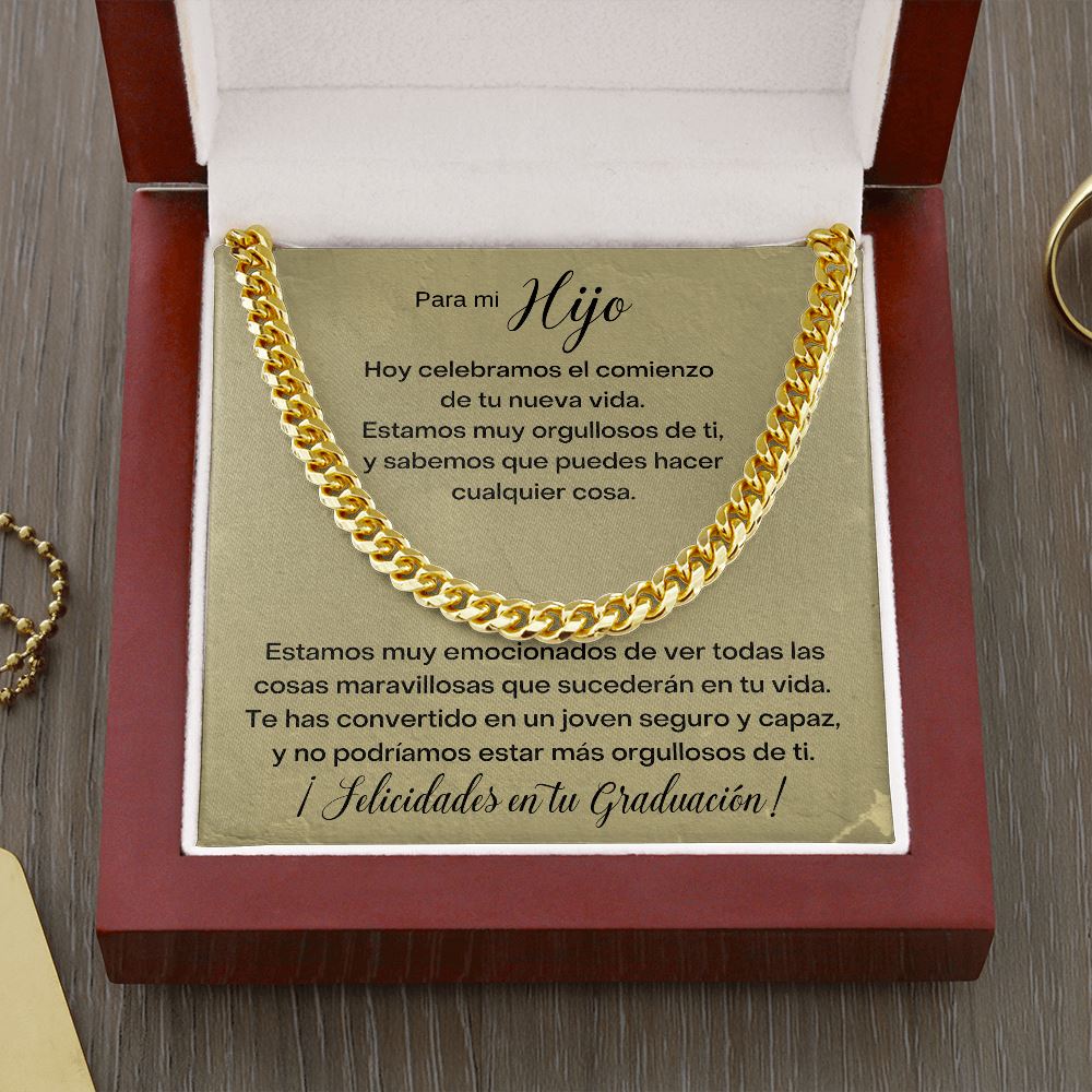 Deséele a su hijo una feliz graduación con el regalo Perfecto - Cadena Cubana Jewelry ShineOn Fulfillment Cuban Link Chain (14K Gold Over Stainless Steel) 