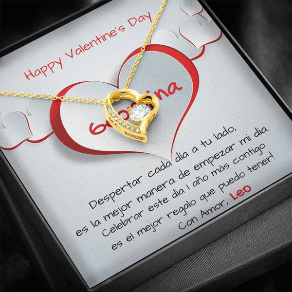 Despertar cada día a tu lado es… - Collar para regalar al Amor de Mi vida en San Valentín- Collar Por Siempre Amor Jewelry ShineOn Fulfillment 18k Yellow Gold Finish 