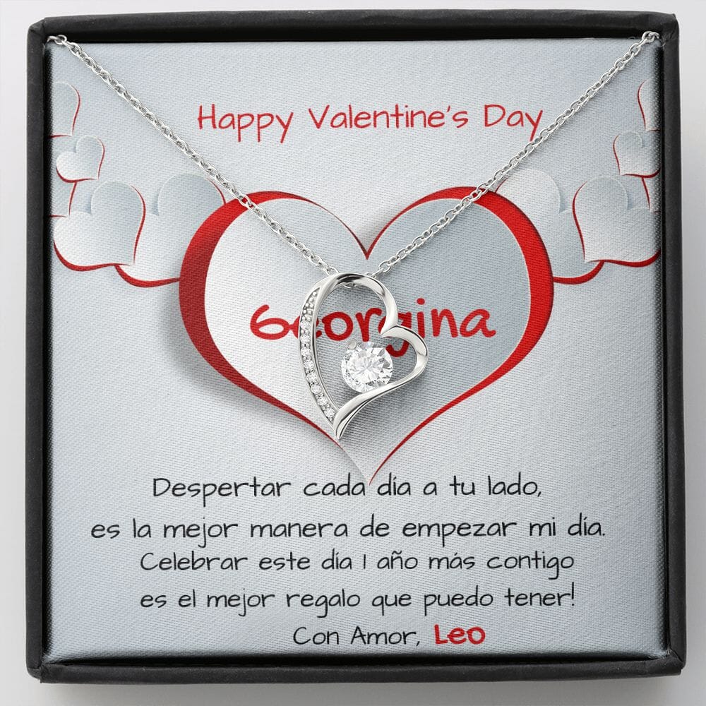 Despertar cada día a tu lado es… - Collar para regalar al Amor de Mi vida en San Valentín- Collar Por Siempre Amor Jewelry 14k White Gold Finish 