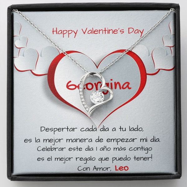 Despertar cada día a tu lado es… - Collar para regalar al Amor de Mi vida en San Valentín- Collar Por Siempre Amor Jewelry 14k White Gold Finish 