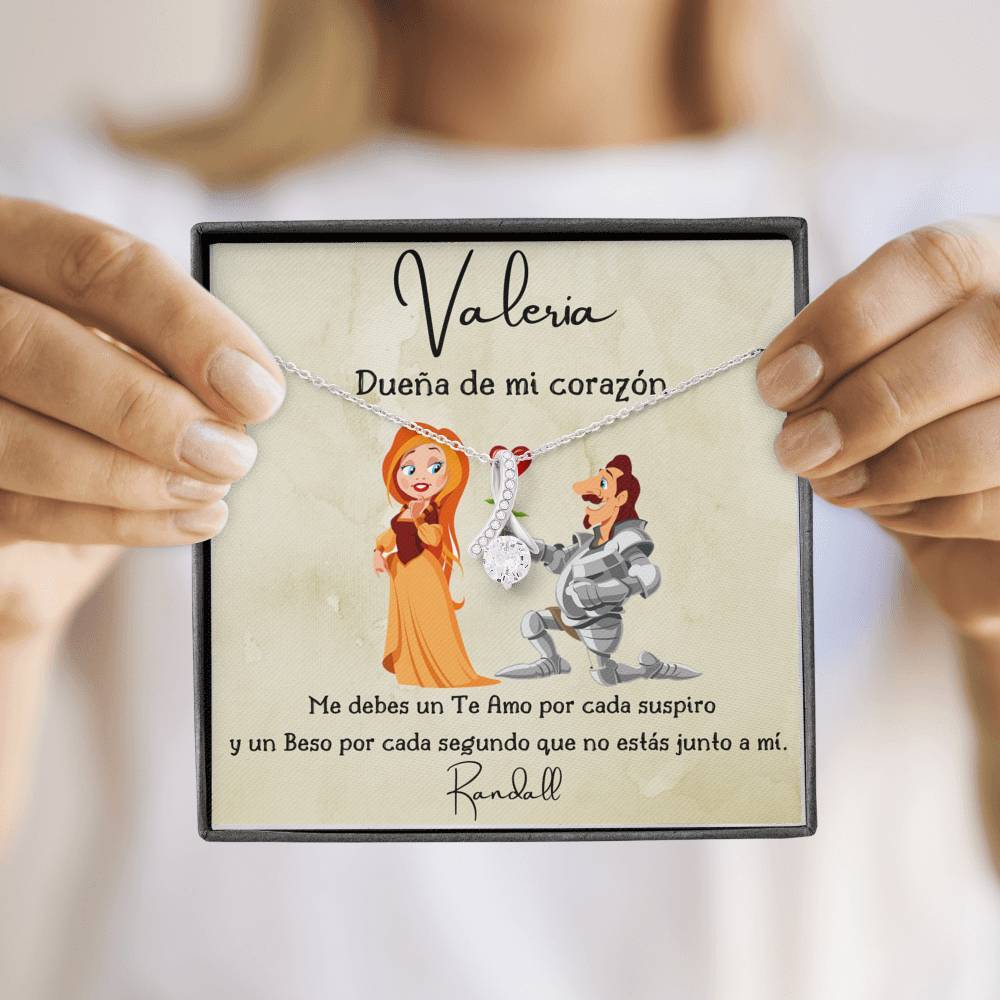 Dueña de mi corazón - Collar con piedra y lazo para la mujer amada. Jewelry 