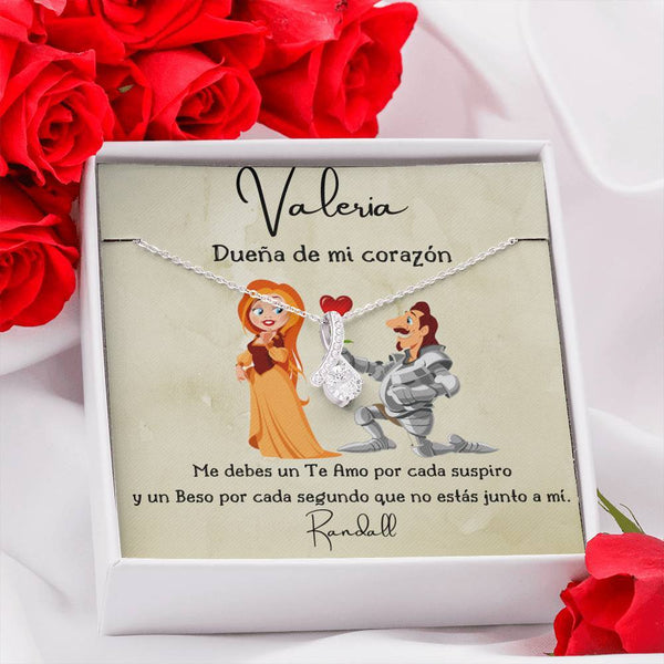 Dueña de mi corazón - Collar con piedra y lazo para la mujer amada. Jewelry 