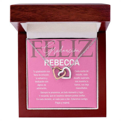 Ecos de Amor y Éxito: Collar de Corazones para Una Graduación Inolvidable - Collar Corazones Entrelazados Jewelry/InterlockingHearts Acero Inoxidable Pulido &amp; Acabado en Oro Rosa. Luxury Box 