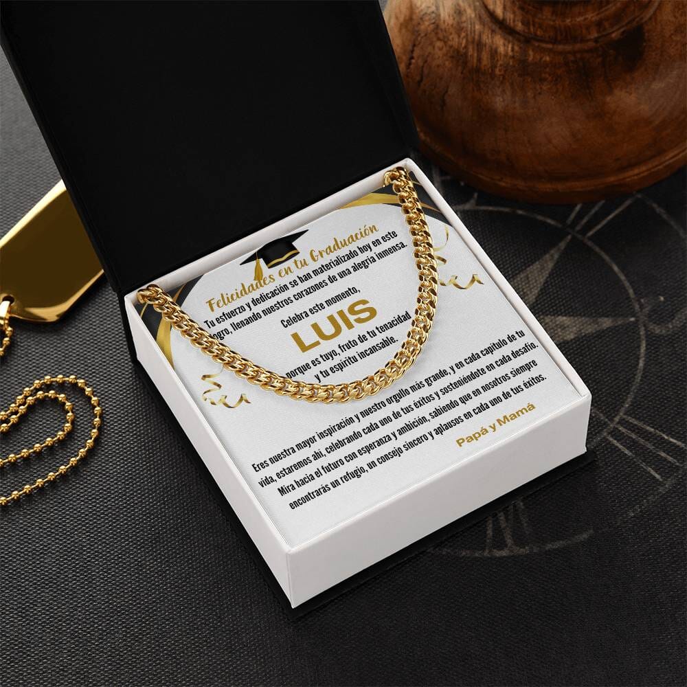 Ecos de Orgullo y Amor: Un Legado de Luz en tu Graduación Jewelry/CubanLink <p>Acabado en Oro Amarillo de 14 quilates</p> Standard Box 