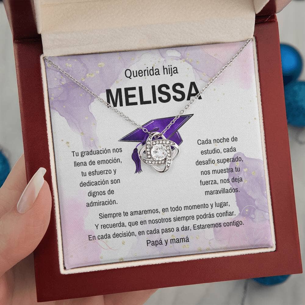 El Abrazo Eterno de Amor y Orgullo: Un Collar de Nudo de Amor para Celebrar su Graduación Jewelry/LoveKnot 14K White Gold Finish Luxury Box 