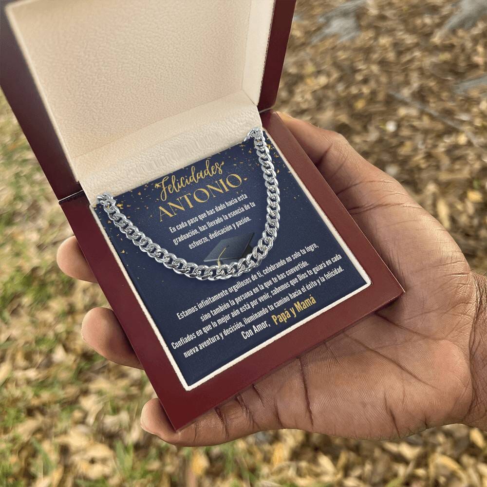 El Legado de Amor en Cada Eslabón: Un Símbolo Eterno de Orgullo y Apoyo para la Graduación de tu Hijo Jewelry/CubanLink Acero Inoxidable Luxury Box 