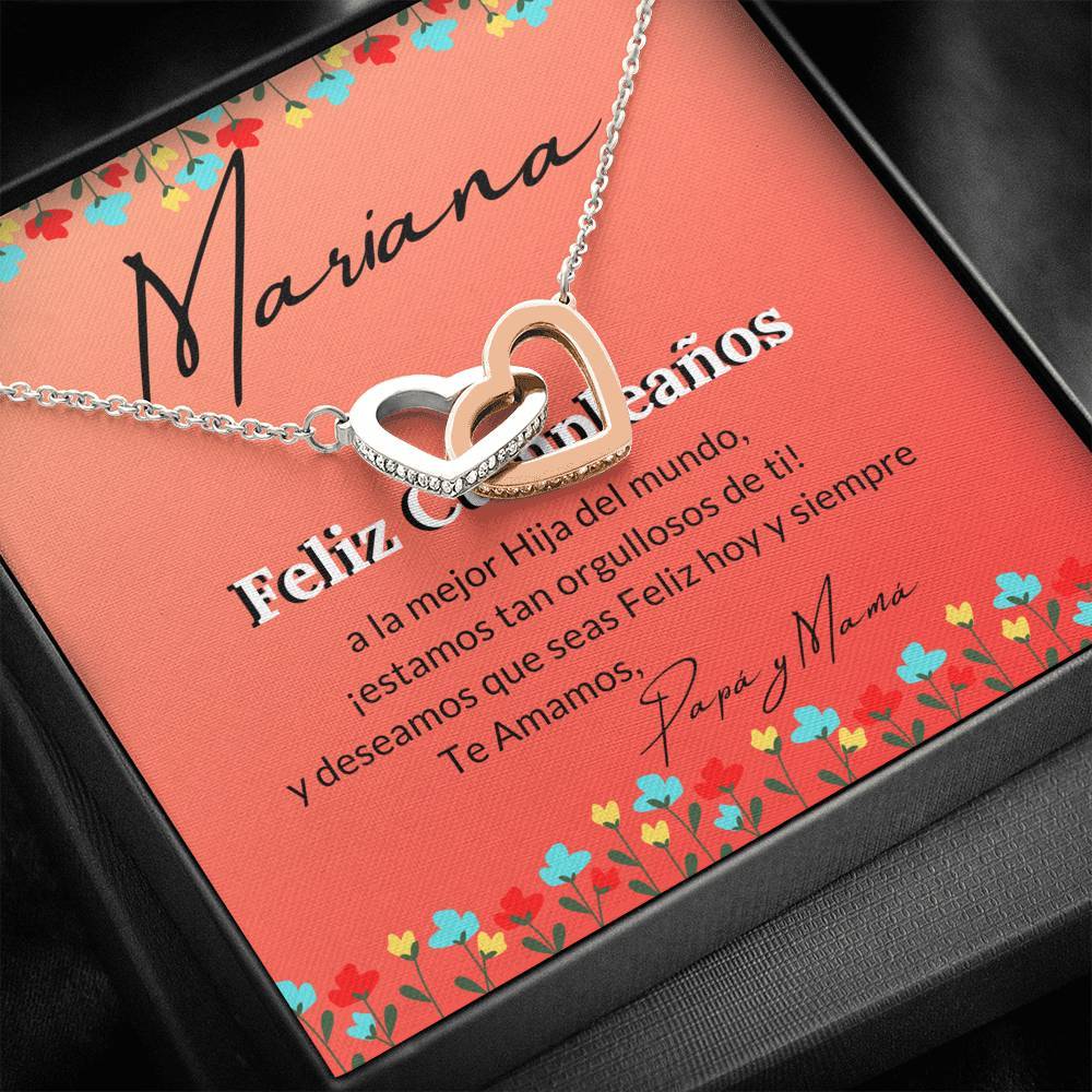 El mejor regalo de Cumpleaños para tu Hija - Collar 2 corazones con tarjeta y caja de regalo Jewelry 