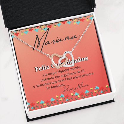 El mejor regalo de Cumpleaños para tu Hija - Collar 2 corazones con tarjeta y caja de regalo Jewelry 